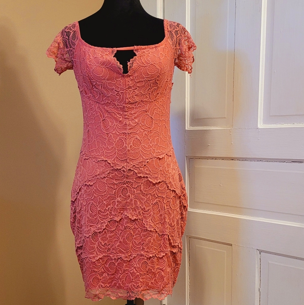 Guess rose pink lace dress